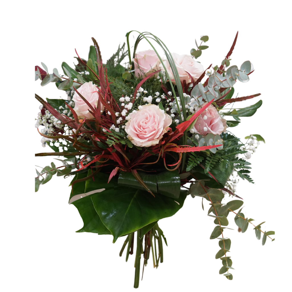 Bouquet con 3 rose rosa